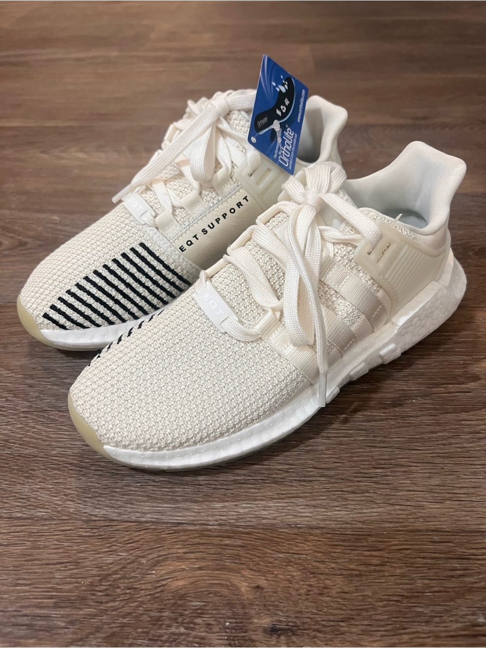 adidas Cream Knit Sneakers with Black Accents/A740